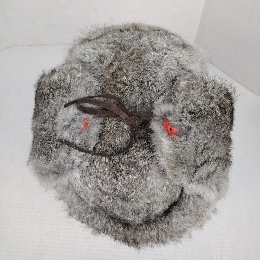 Mad Bomber Rabbit Fur Hat Russian Winter Hat With Eat Flaps Size Large EUC - Picture 6 of 13